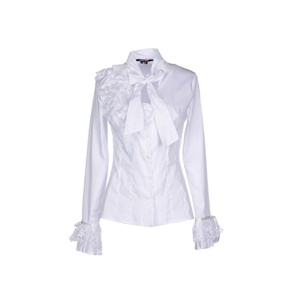 Entre Amis Camicia Elegant White Ruffled Women's Top Size 42IT/ 6US - Picture 1 of 11